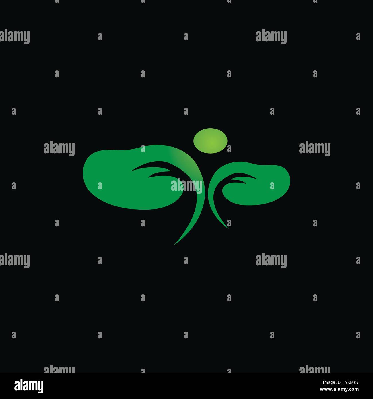 Cerveau humain avec la feuille modèle logo Illustration de Vecteur