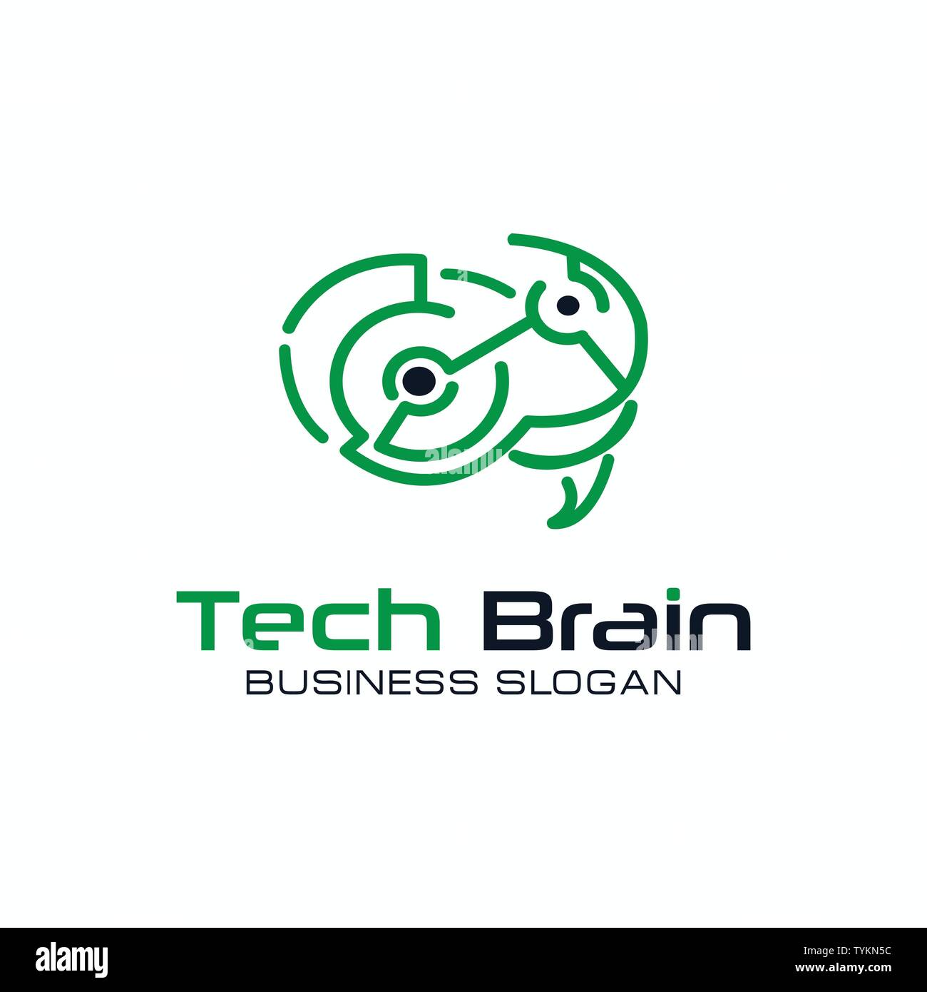 Modèle de conception de logo cerveau ech Illustration de Vecteur