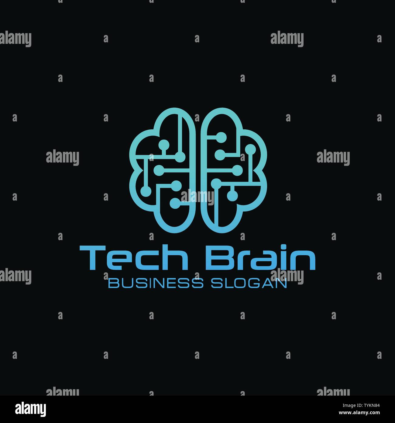 Modèle de conception de logo cerveau ech Illustration de Vecteur