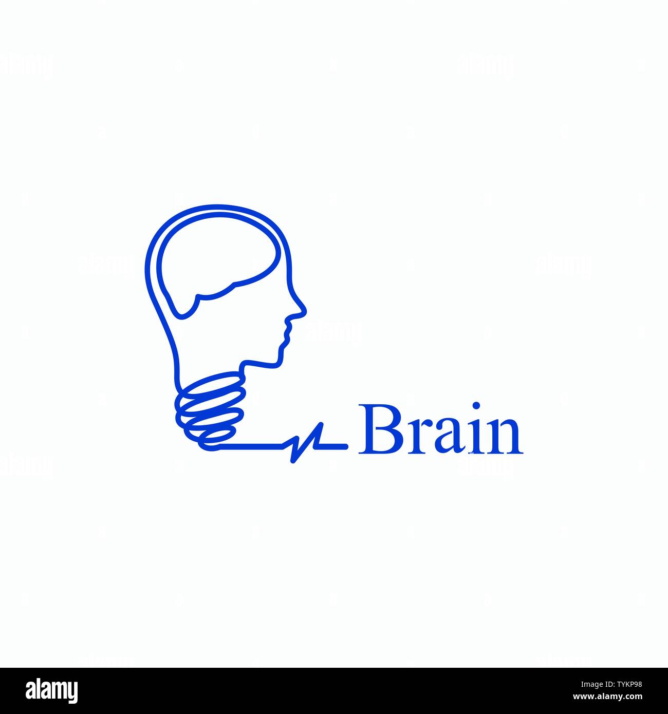 Modèle de conception de logo cerveau ech Illustration de Vecteur