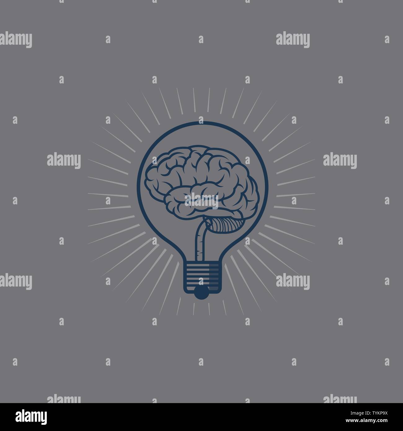 Cerveau humain dans le modèle de logo de l'ampoule Illustration de Vecteur