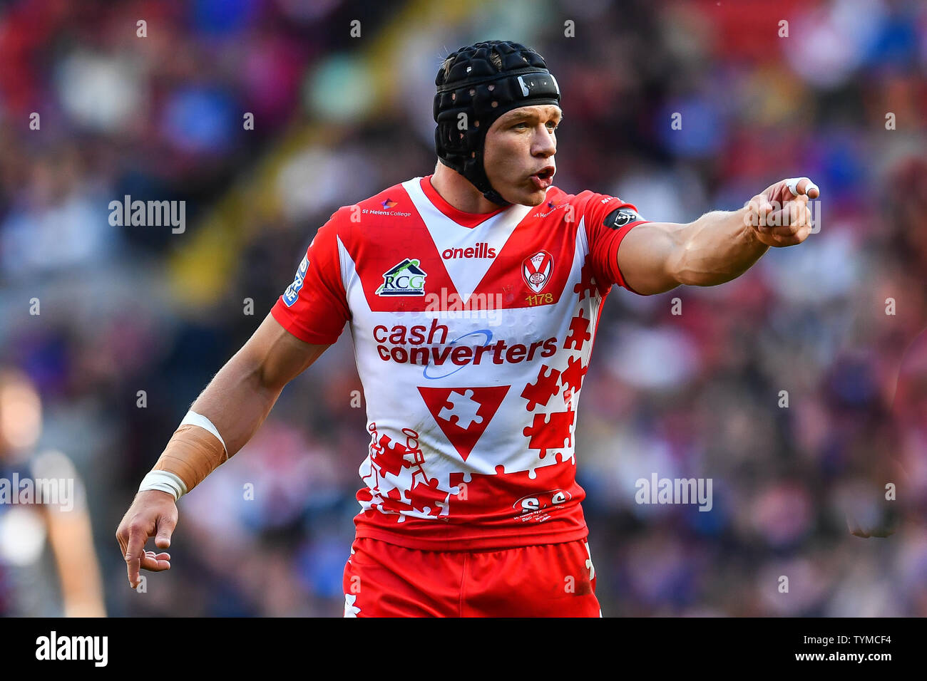 26 MAI 2019 , le stade d'Anfield, Liverpool, Angleterre ; Dacia Magic Week-end, Betfred Super League Round 16, St Helens vs Castleford Tigers ; Jonny Lomax (1) de St Helens Crédit : Craig Thomas/News Images Banque D'Images