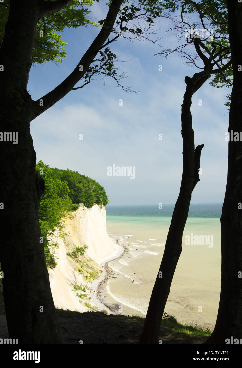 Vue de la falaise de craie sur l'île et sur la mer Baltique Ruegen Banque D'Images