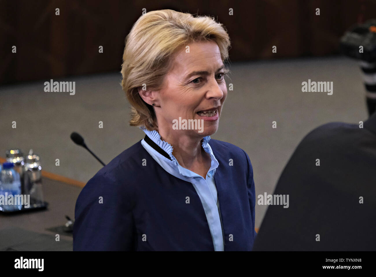 Bruxelles, Belgique. 26 juin 2019. Le ministre allemand de la défense, Ursula von der Leyen assiste à une réunion des ministres de la défense de l'OTAN. Credit : ALEXANDROS MICHAILIDIS/Alamy Live News Banque D'Images