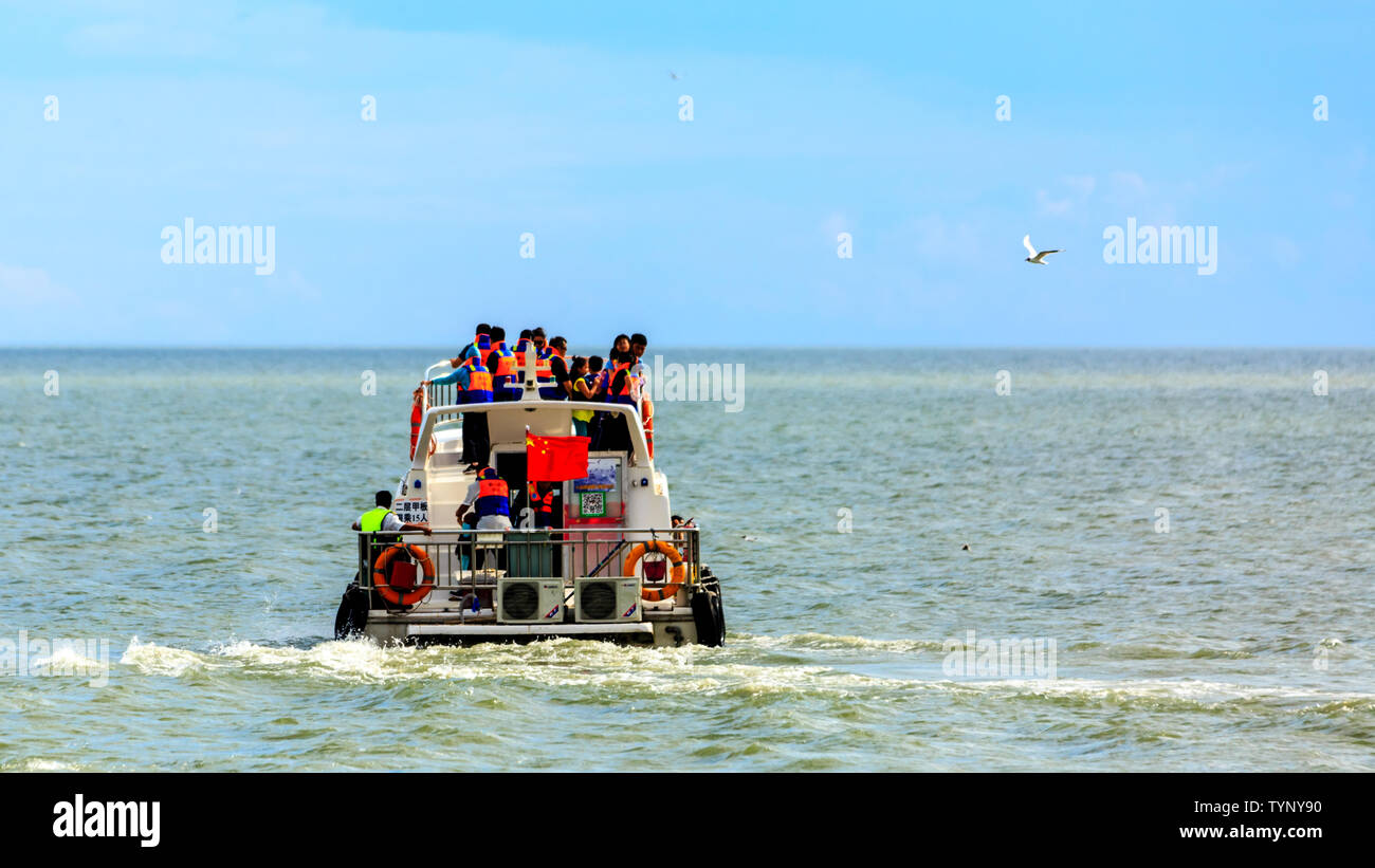 Le lac Hulun Hulunbuir bateau de croisière, la Mongolie intérieure Banque D'Images