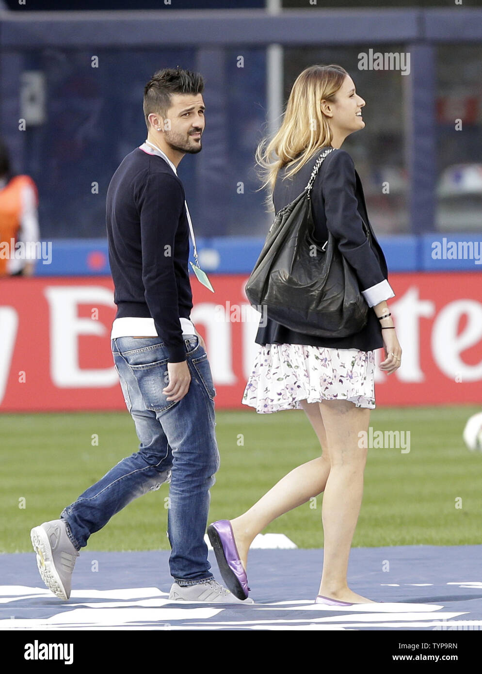 David Villa de Barcelone se trouve sur le champ avant de Liverpool  Manchester City FC joue à la Coupe des Champions internationaux Guinness au  Yankee Stadium de New York le 30 juillet