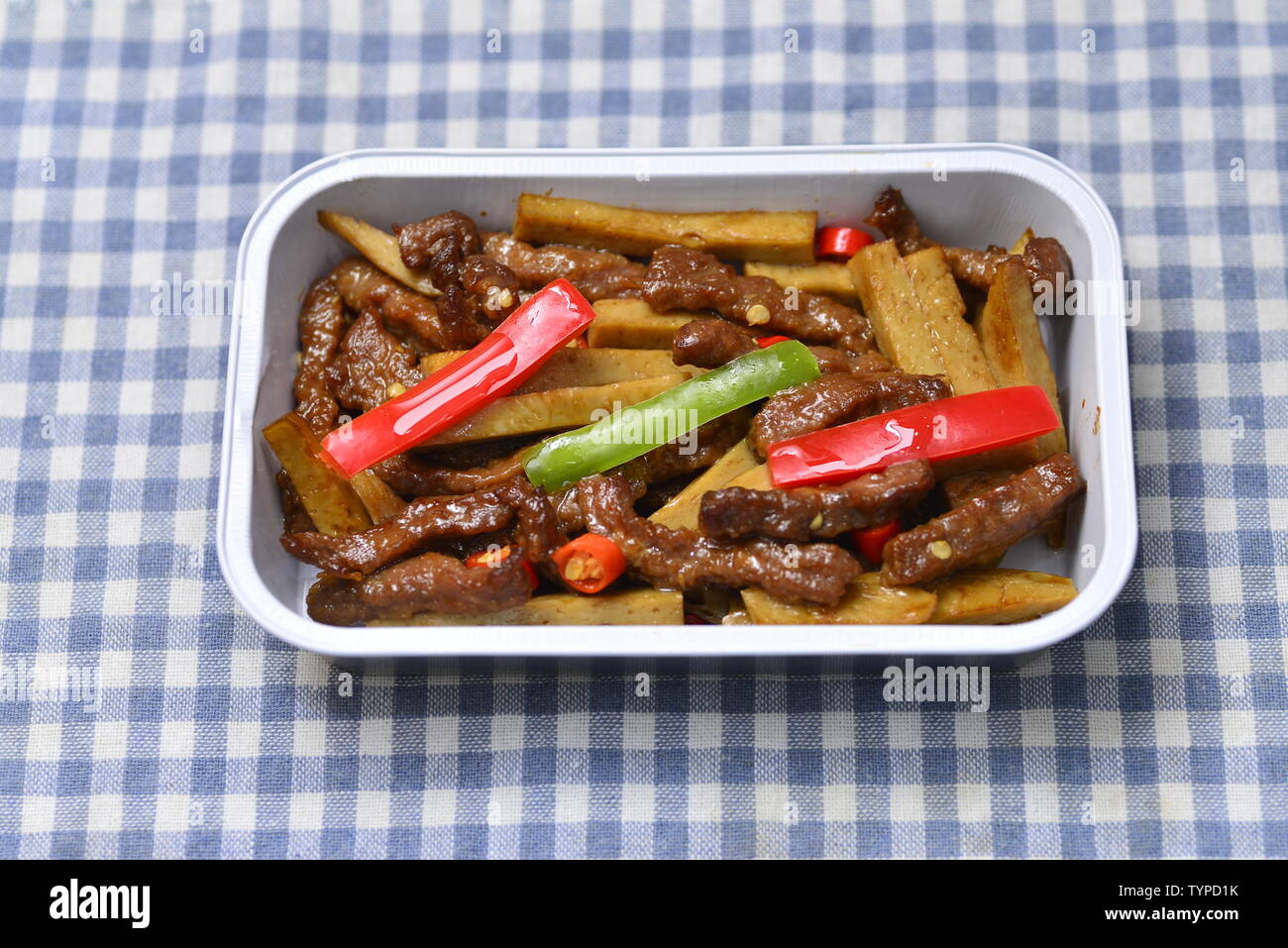 Les repas de l'avion à grande vitesse, les repas, boîte-repas, restauration rapide. Banque D'Images
