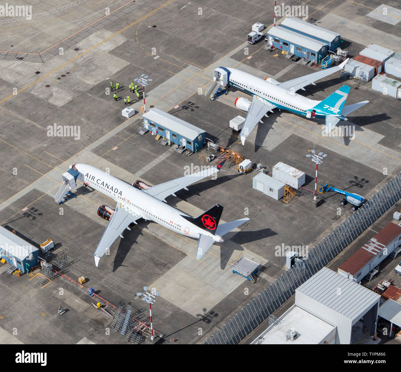 Boeing 737 MAX mis à Boeing Field, Seattle, USA Banque D'Images