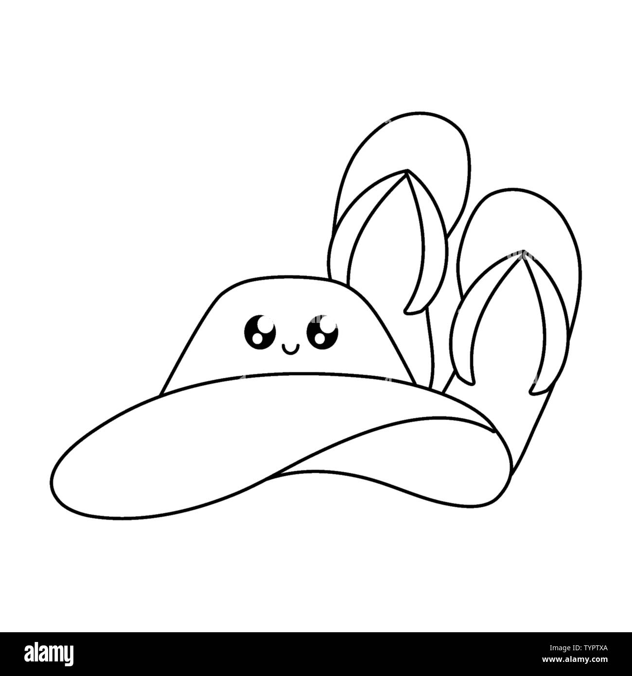 Tongs avec chapeau femme kawaii vector illustration design Image  Vectorielle Stock - Alamy