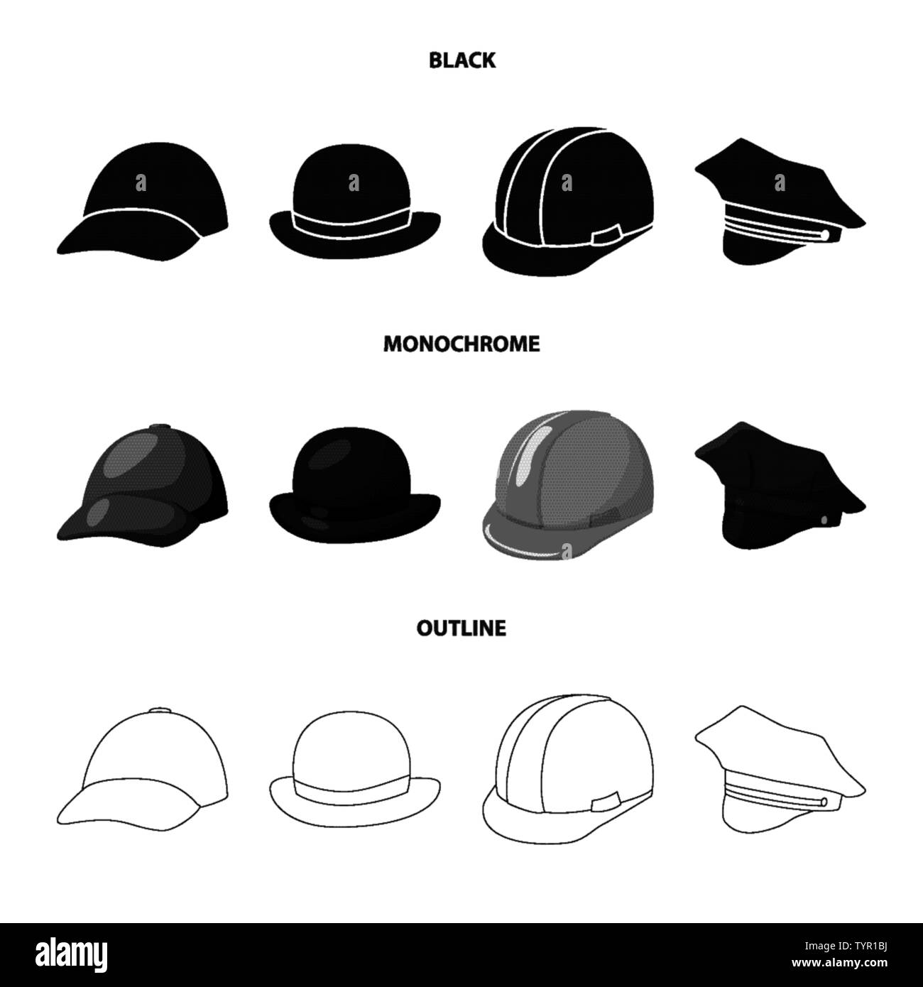 Vector illustration de l'habillement et l'icône de la PAC. Collection de vêtements et l'icône vecteur béret pour stock. Illustration de Vecteur