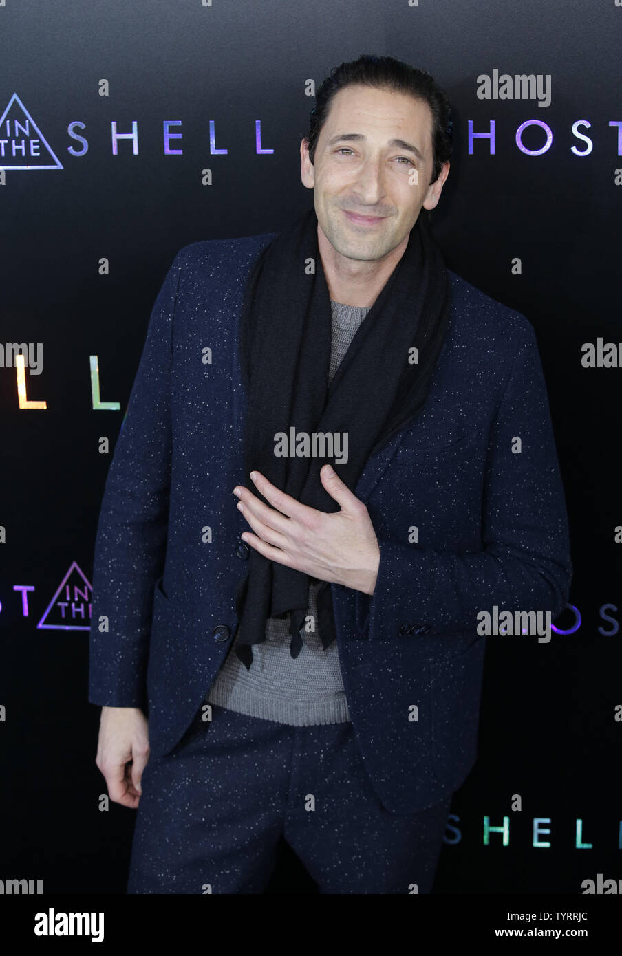 Adrien Brody arrive sur le tapis rouge à la 'Ghost in the Shell' New York premiere à AMC Lincoln Square Theatre le 29 mars 2017 dans la ville de New York. Photo de John Angelillo/UPI Banque D'Images