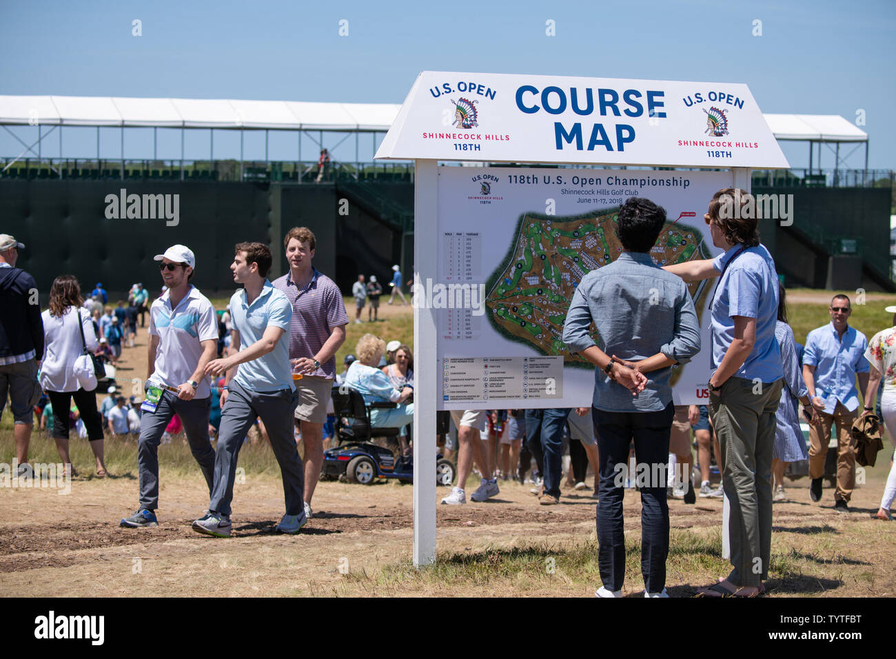 Voir la carte du parcours spectateurs le mardi avant le 118e US Open Championship à Shinnecock Hills Golf Club à Southampton, New York le 12 juin 2018. Photo par Corey Sipkin/UPI Banque D'Images