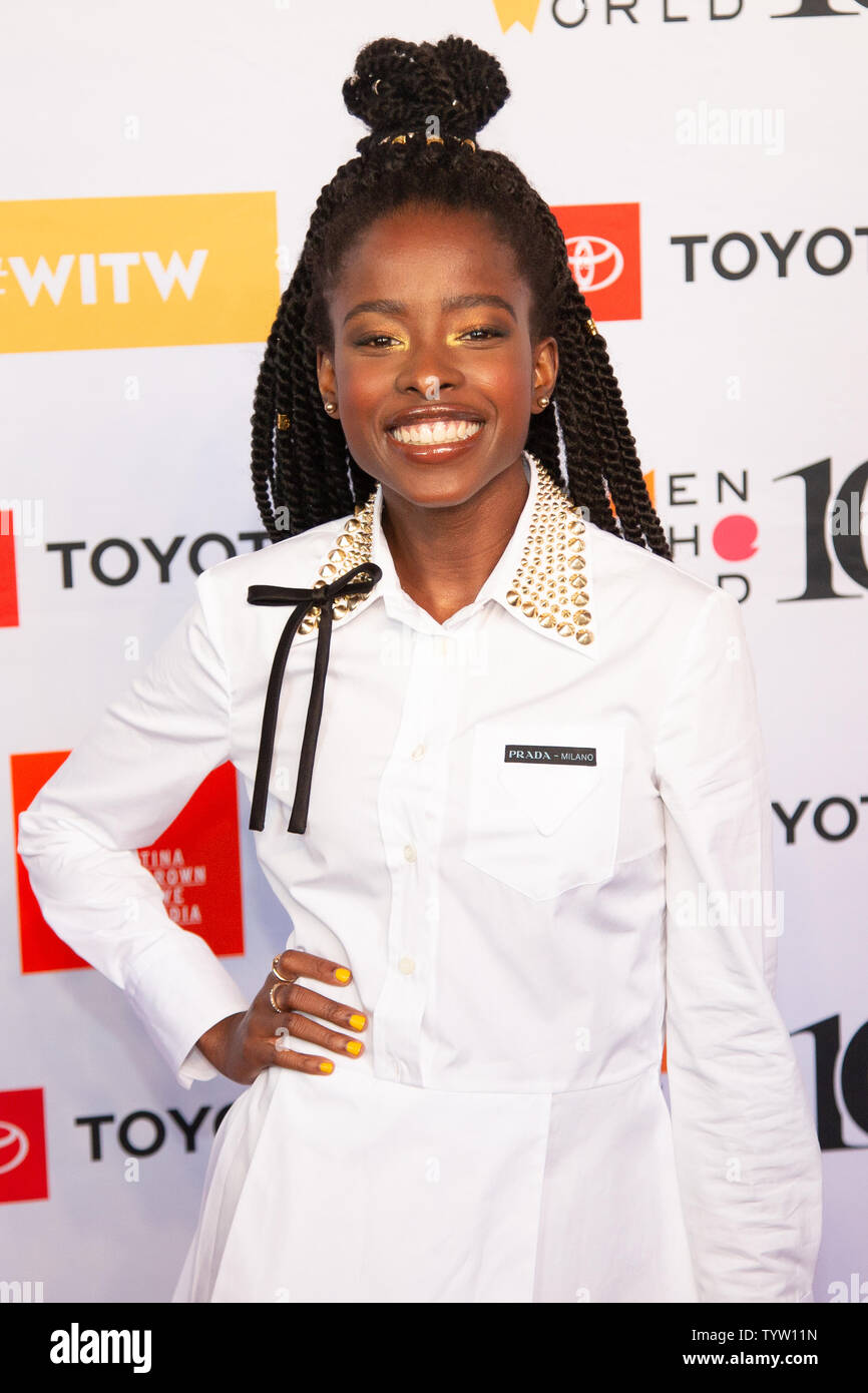 Amanda Gorman arrive sur le tapis rouge lors du Sommet des femmes dans le monde à la Soirée d'ouverture David H. Koch Theater le 9 avril 2019 à New York. Photo par Serena/Xu-Ning UPI Banque D'Images