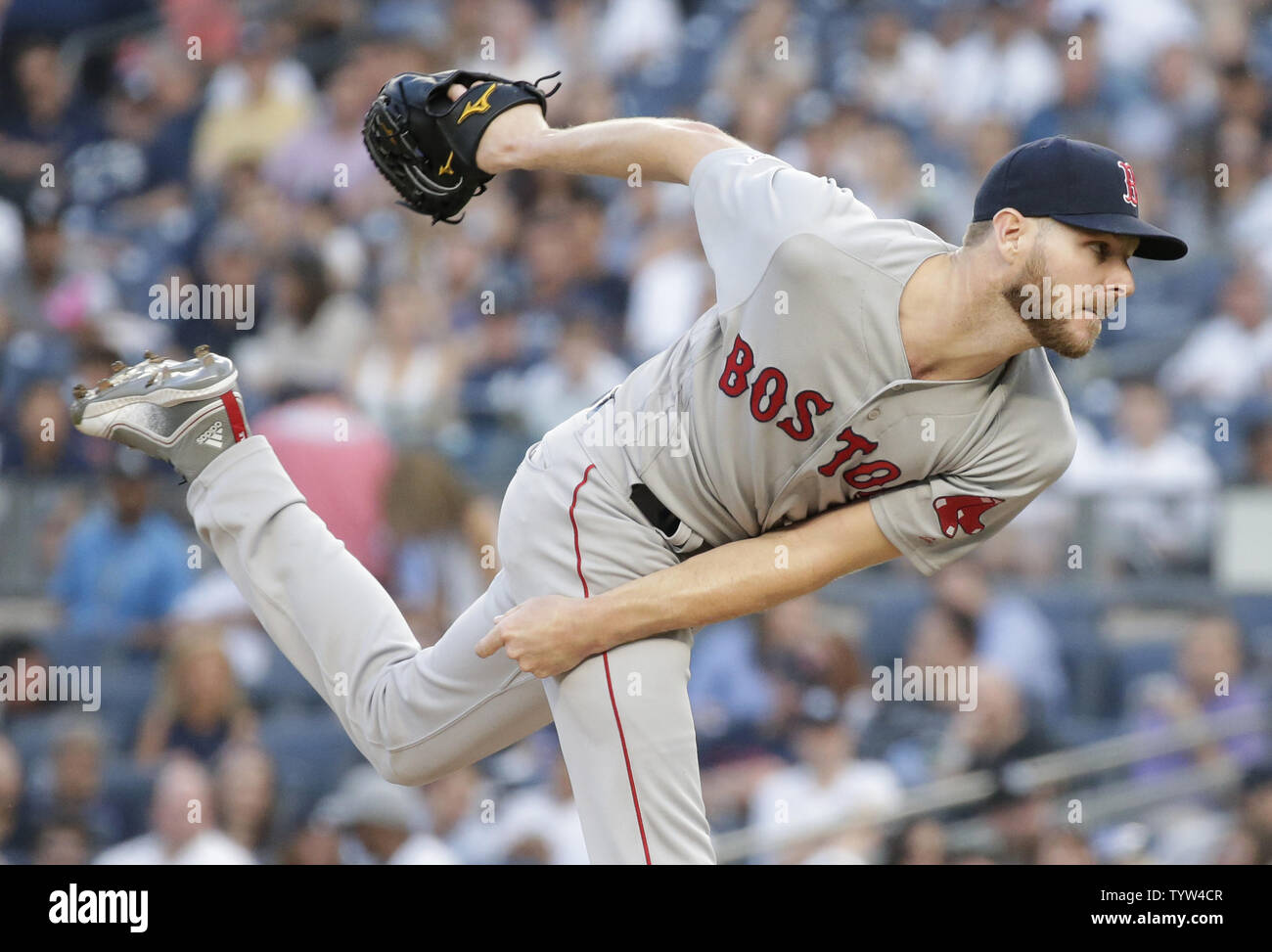 Red Sox de Boston le lanceur partant Chris Vente jette un coup de la 1ère manche contre les Yankees de New York au Yankee Stadium de New York le 31 mai 2019. Photo de John Angelillo/UPI Banque D'Images