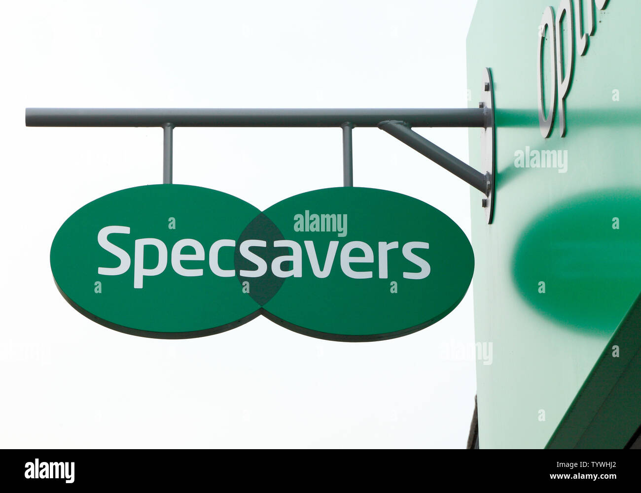 Boutique, Specsavers, logo, signe, soins des yeux, les lunettes, England, UK Banque D'Images