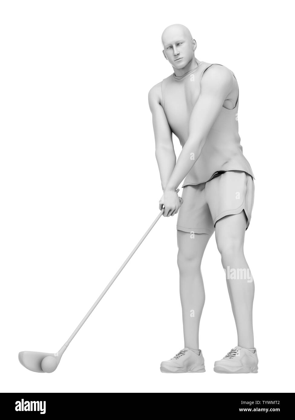 Rendu 3D précis médicalement illustration d'un joueur de golf Banque D'Images