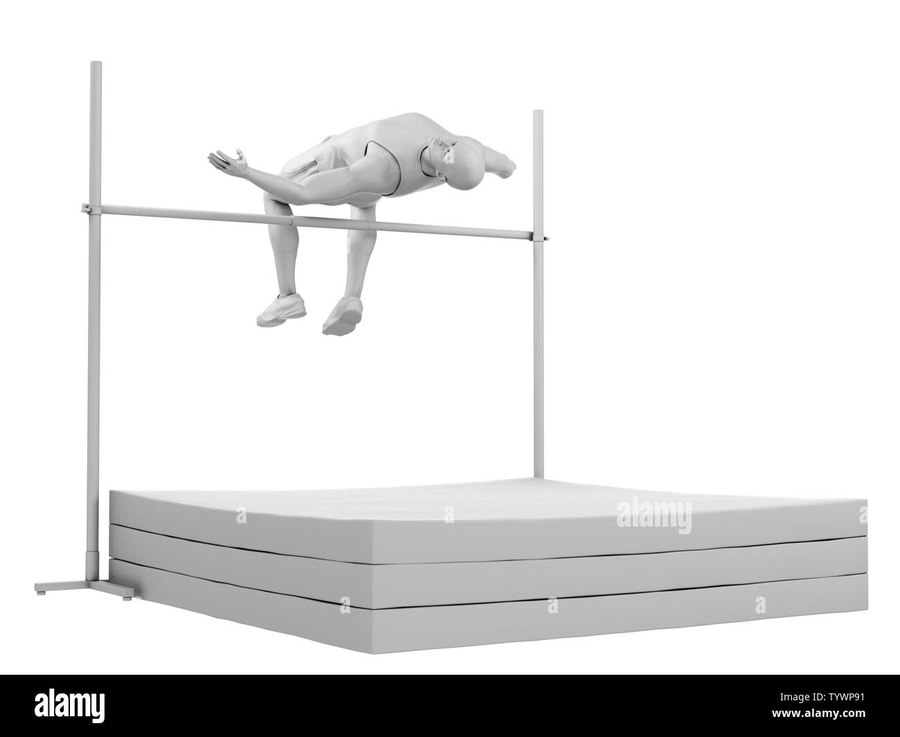 Rendu 3D précis médicalement illustration d'un sauteur en hauteur Banque D'Images