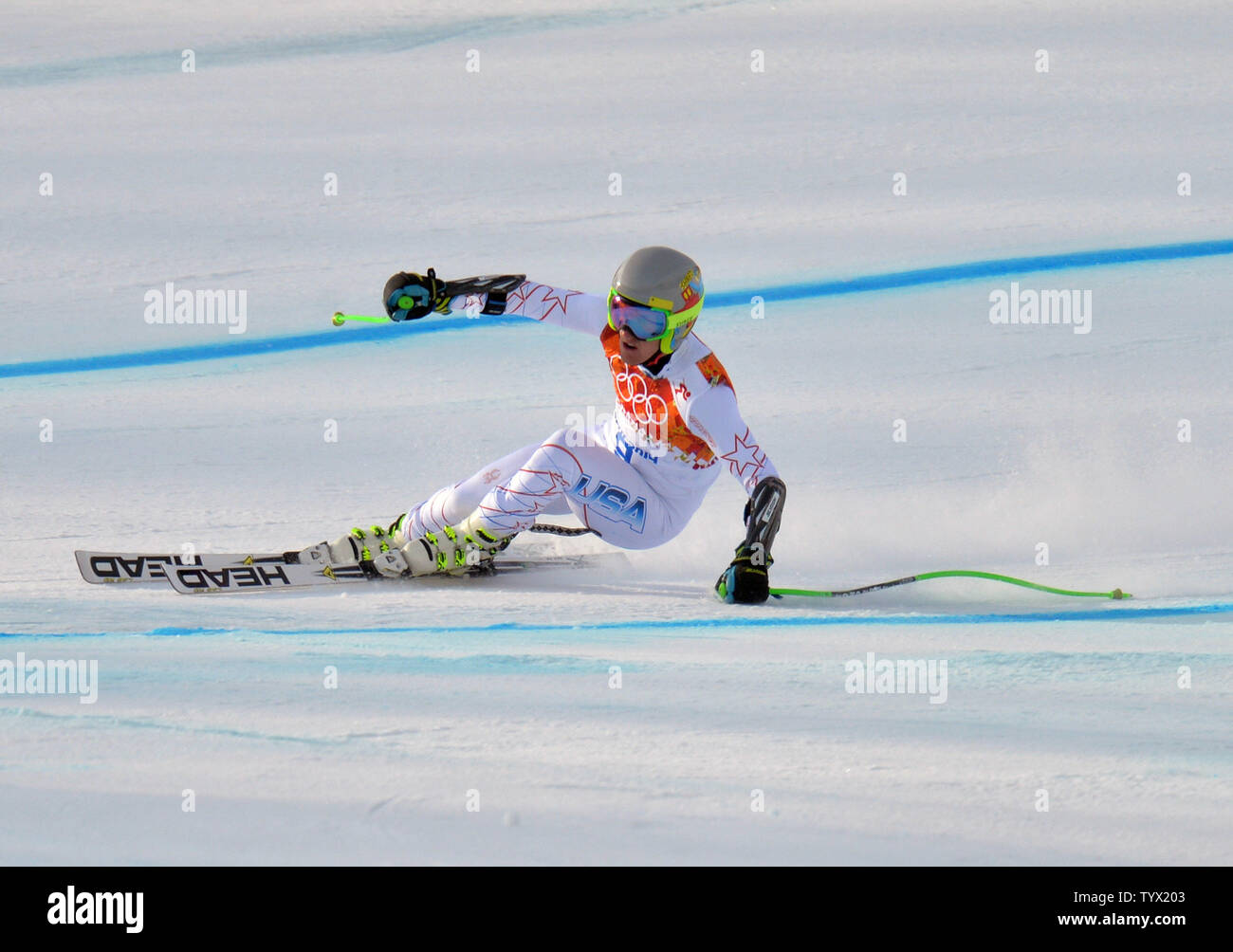 United State's Ted Ligety rivalise dans l'épreuve du super G au Jeux Olympiques d'hiver de 2014 à Sotchi le 16 février 2014, la Russie à Krasnaya Polyana. UPI/Kevin Dietsch Banque D'Images