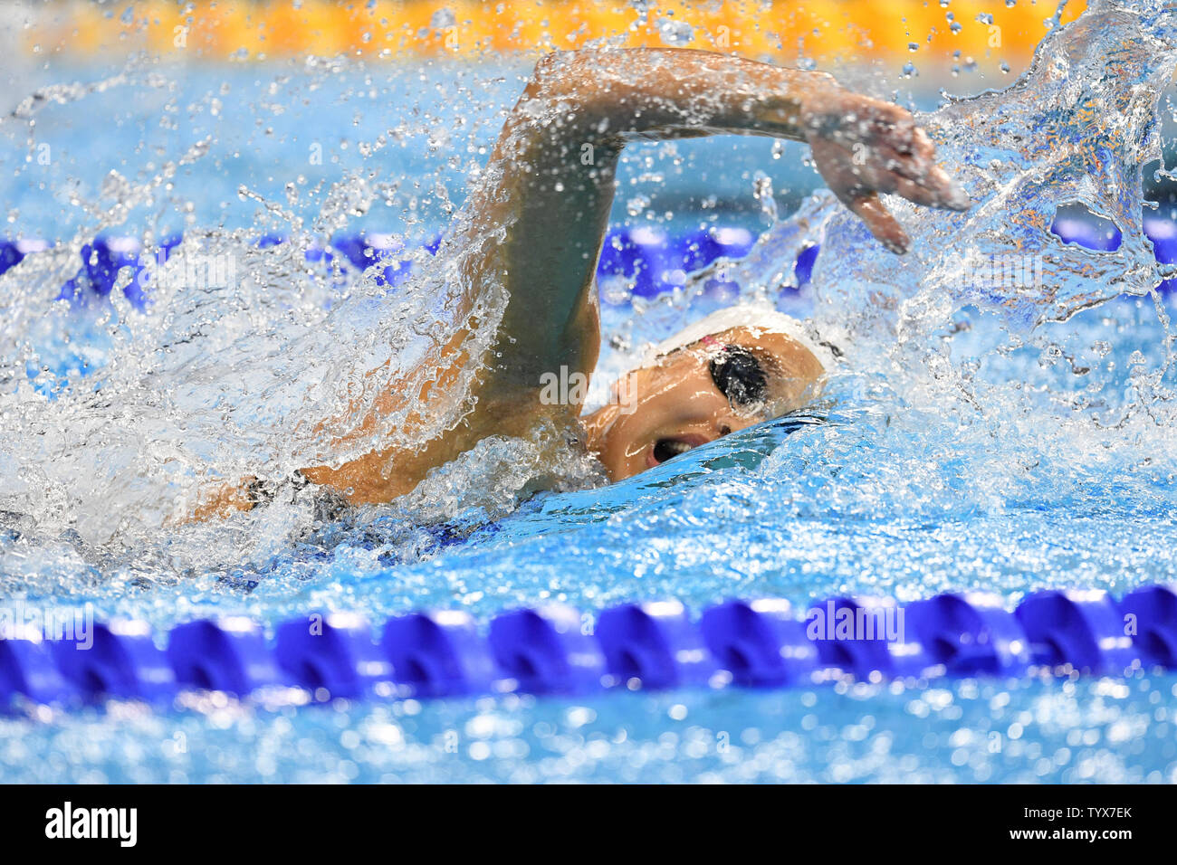 Susann Bjornsen de la Norvège participe à la Women's 100m nage libre aux Jeux Olympiques de chaleur deuxième stade aquatique à la Rio 2016 Jeux Olympiques d'été à Rio de Janeiro, Brésil, le 10 août 2016. Bjornsen placé en premier avec un temps de 55,35. Photo de Richard Ellis/UPI.. Banque D'Images