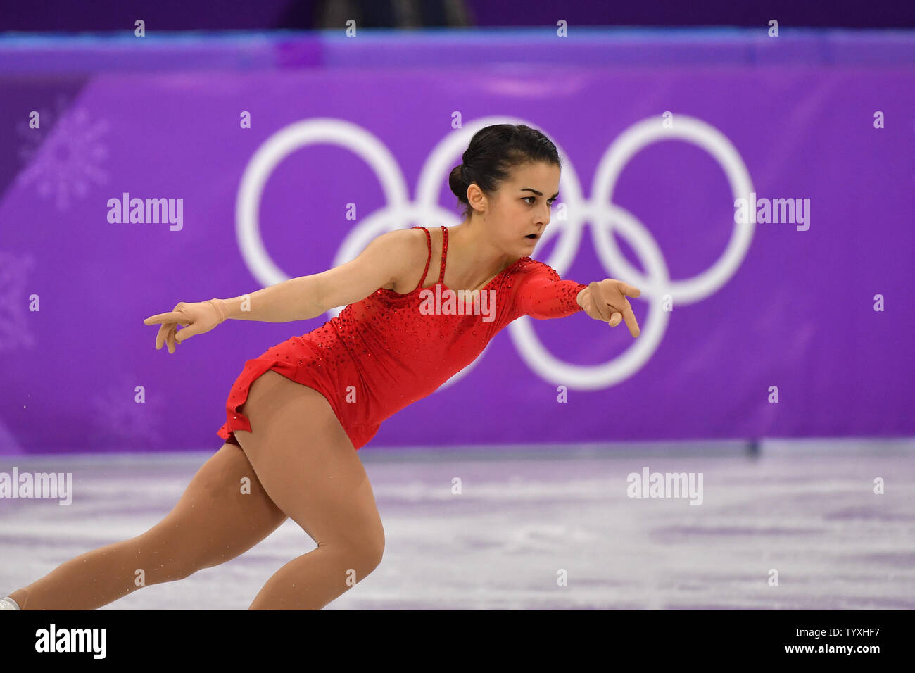 Ivett Toth, de Hongrie en concurrence dans les dames Figure Skating patinage libre finale au Jeux Olympiques d'hiver de Pyeongchang 2018, dans la patinoire à Gangneung Gangneung, Corée du Sud, le 23 février 2018. Photo de Richard Ellis/UPI Banque D'Images