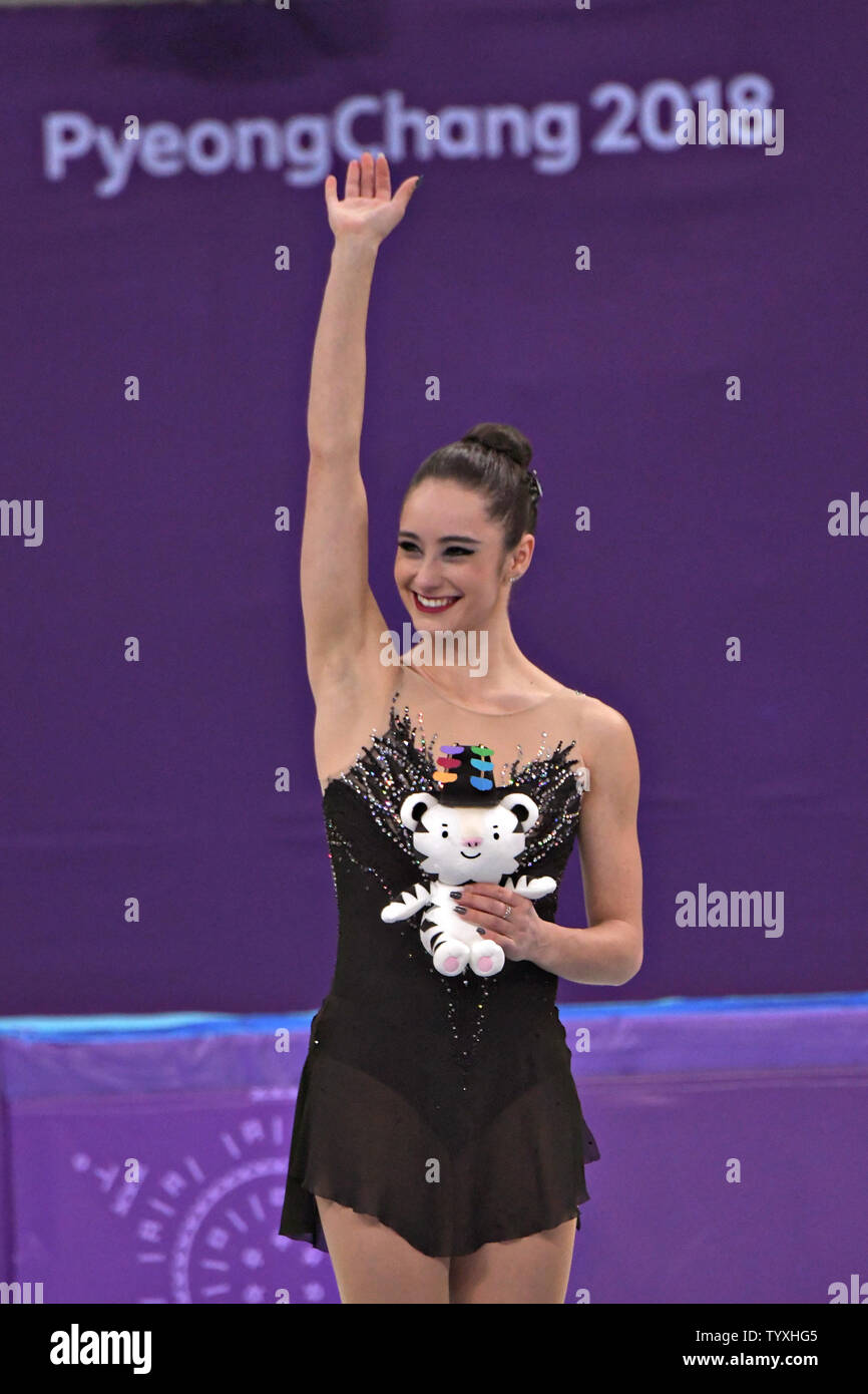 Kaetlyn Osmond médaillé de bronze du Canada courbes du podium lors de la cérémonie de remise des prix pour les dames Figure Skating patinage libre finale au Jeux Olympiques d'hiver de Pyeongchang 2018, dans la patinoire à Gangneung Gangneung, Corée du Sud, le 23 février 2018. Photo de Richard Ellis/UPI Banque D'Images