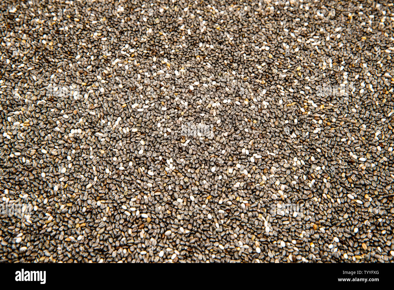 Chia seeds close up. Texture de fond de l'alimentation Banque D'Images