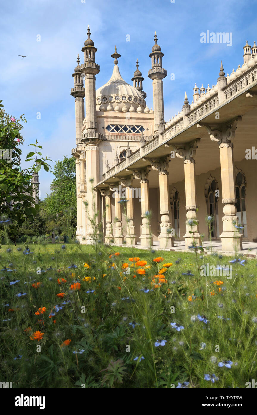 Brighton Pavilion dans l'enceinte du Pavillon Royal Garden, Brighton et Hove, East Sussex, England, UK Banque D'Images