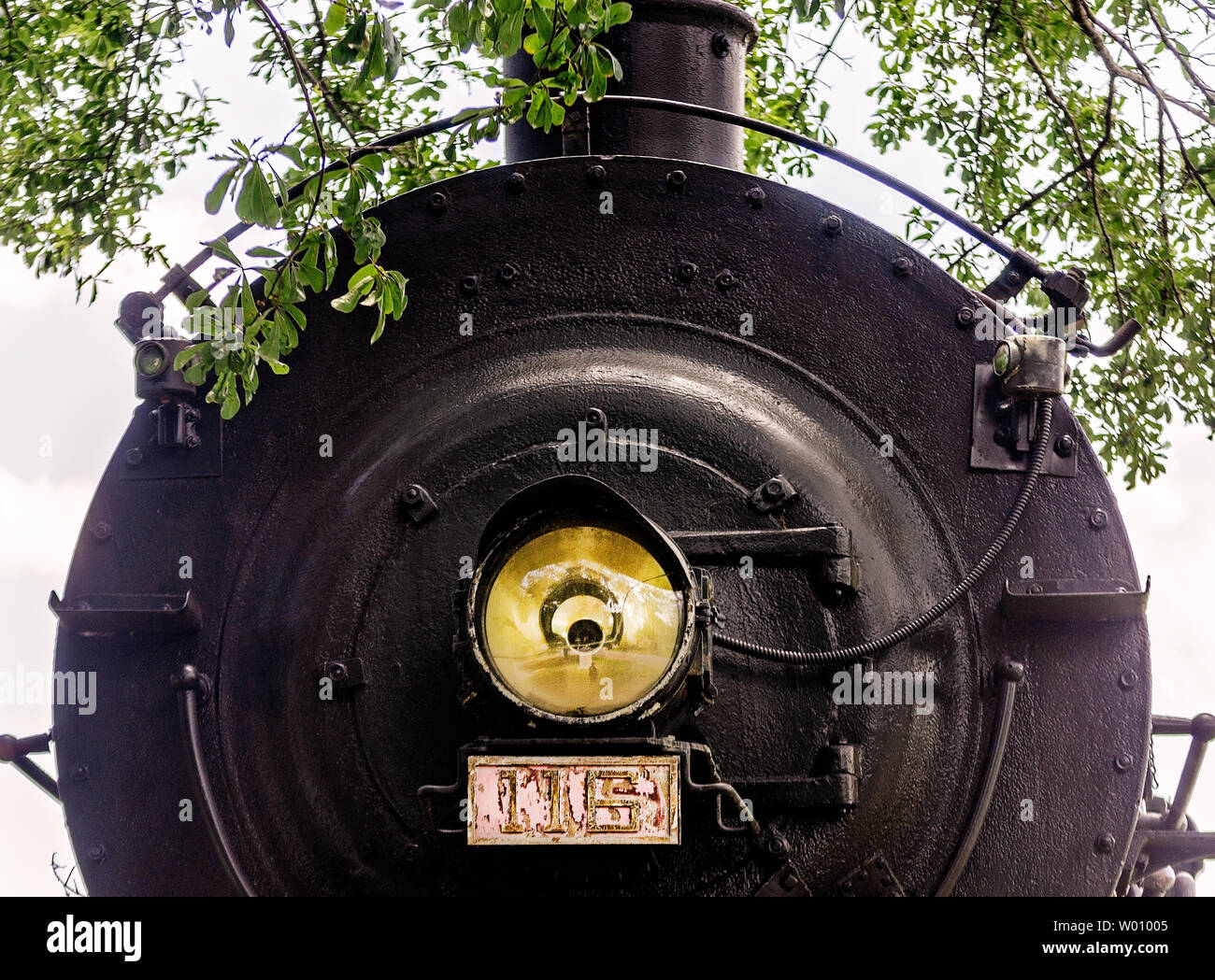 Une locomotive à vapeur Baldwin 1917 de la Susquehanna et New York Railroad ligne est affichée à l'Highland Park, le 23 juin 2019, à Meridian, Mississippi. Banque D'Images