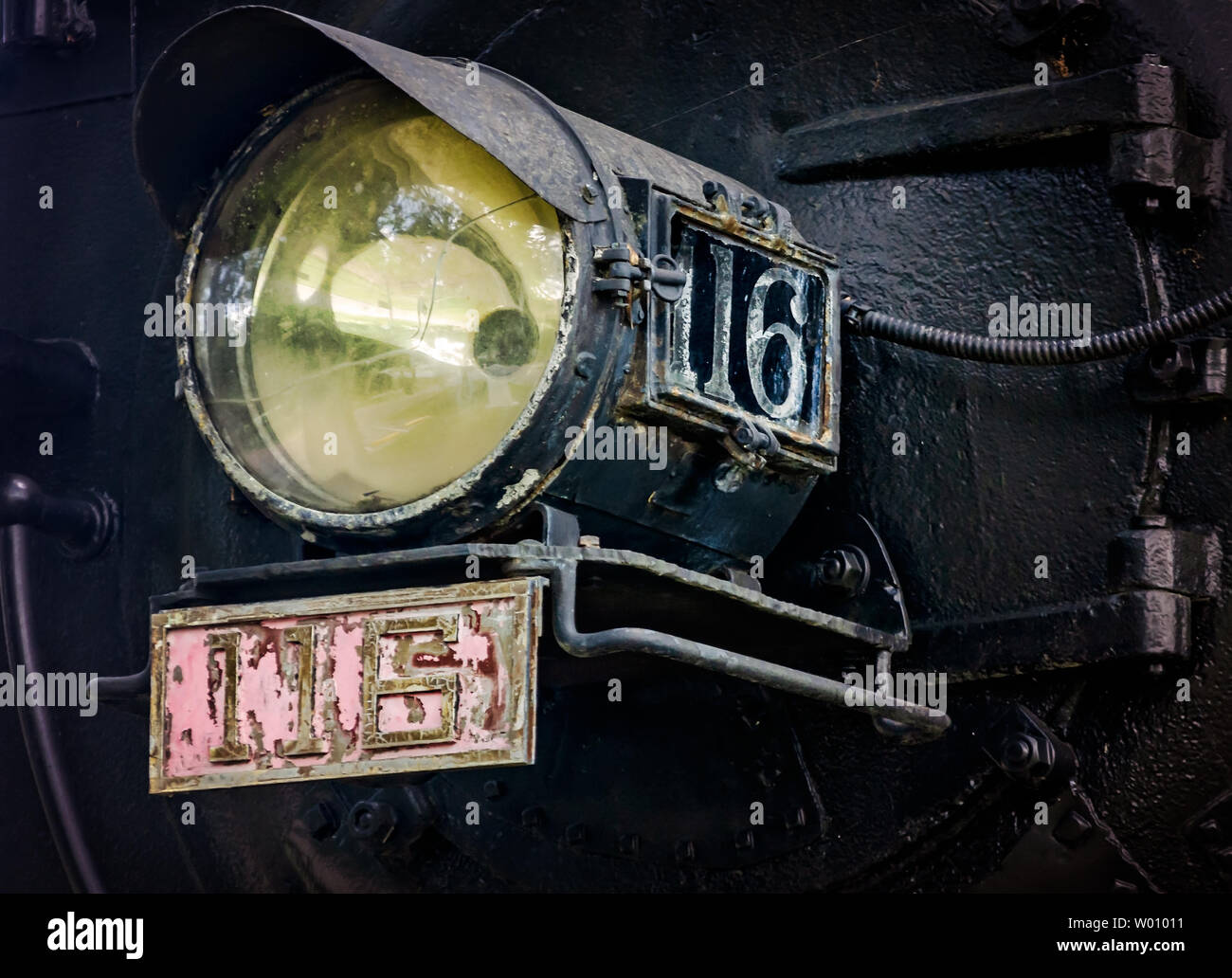 Une locomotive à vapeur Baldwin 1917 de la Susquehanna et New York Railroad ligne est affichée à l'Highland Park, le 23 juin 2019, à Meridian, Mississippi. Banque D'Images