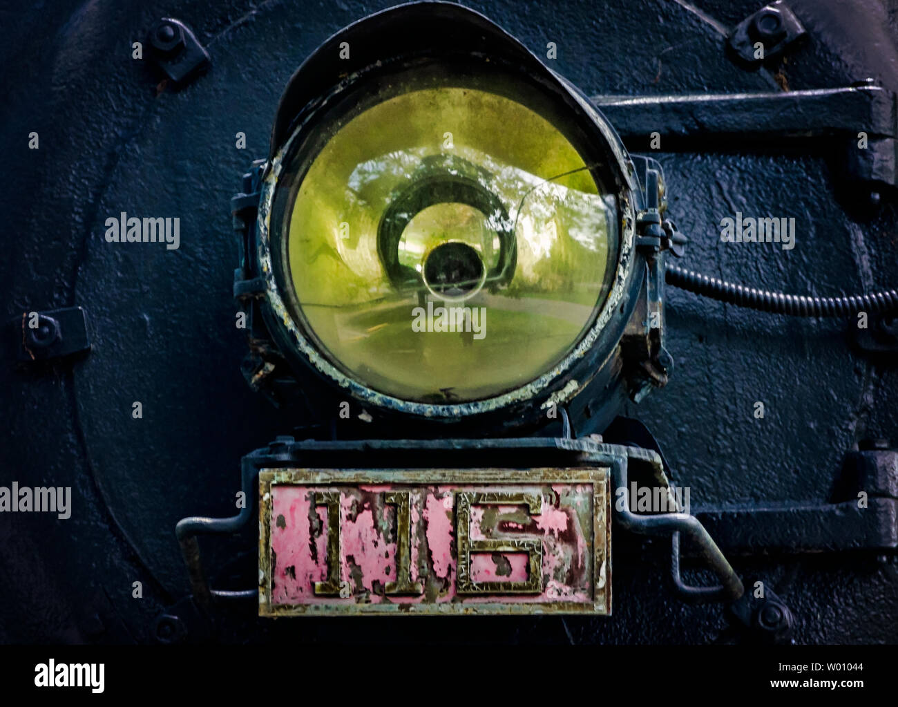 Une locomotive à vapeur Baldwin 1917 de la Susquehanna et New York Railroad ligne est affichée à l'Highland Park, le 23 juin 2019, à Meridian, Mississippi. Banque D'Images