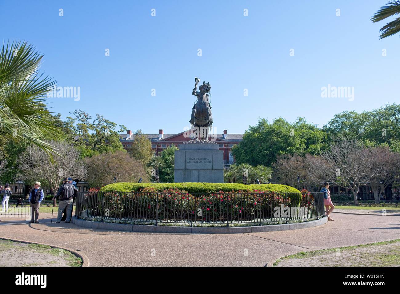 Statue équestre d'Andrew Jackson sur la place historique de Jackson à la Nouvelle-Orléans, en Louisiane Banque D'Images