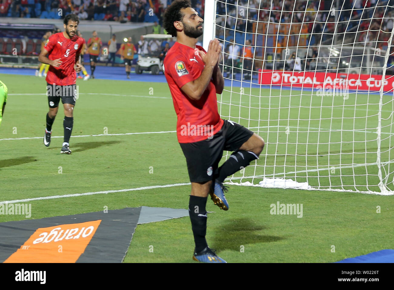 Le Caire, Égypte. 26 Juin, 2019. Mohamed Salah Mahrous Ghaly d'Égypte célèbre son but lors de la coupe d'Afrique des Nations 2019 Un groupe de correspondance entre l'Egypte et la République démocratique du Congo au Caire, Égypte, le 26 juin 2019. Credit : Ahmed Gomaa/Xinhua/Alamy Live News Banque D'Images