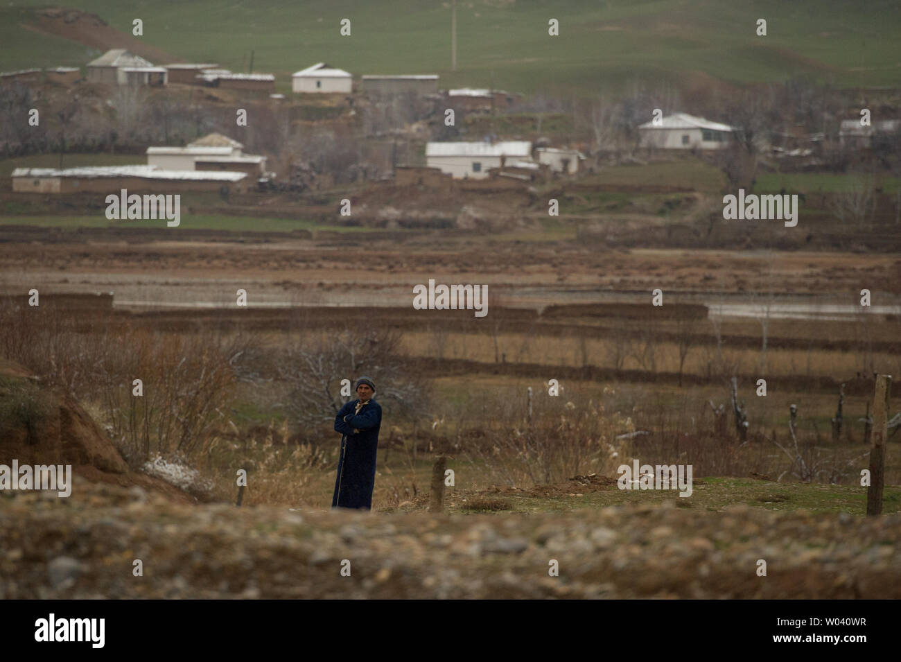 La vie rurale dans le sud de l'Ouzbékistan, à proximité de la plateau de Boysun, peut être froid et difficile au cours de longs mois d'hiver. Banque D'Images