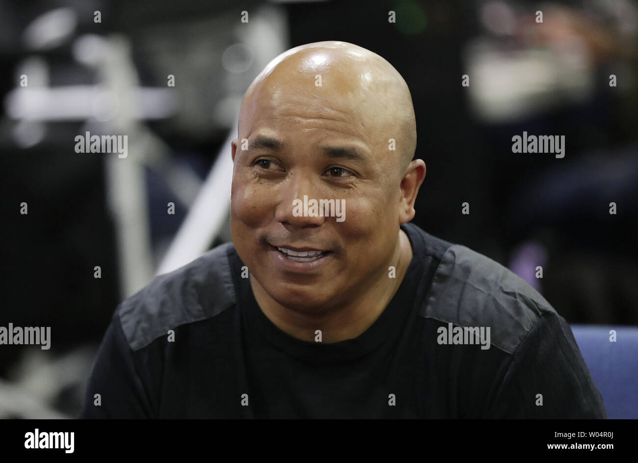 Steelers de Pittsburgh a pris sa retraite le receveur Hines Ward donne une interview au Georgia World Congress Center 4 jours avant le Super Bowl XVI/B le 31 janvier 2019 à Atlanta. Le Los Angeles Rams jouera les New England Patriots au Super Bowl LIII de Mercedes-Benz Stadium le Dimanche, Février 3. Photo de John Angelillo/UPI Banque D'Images