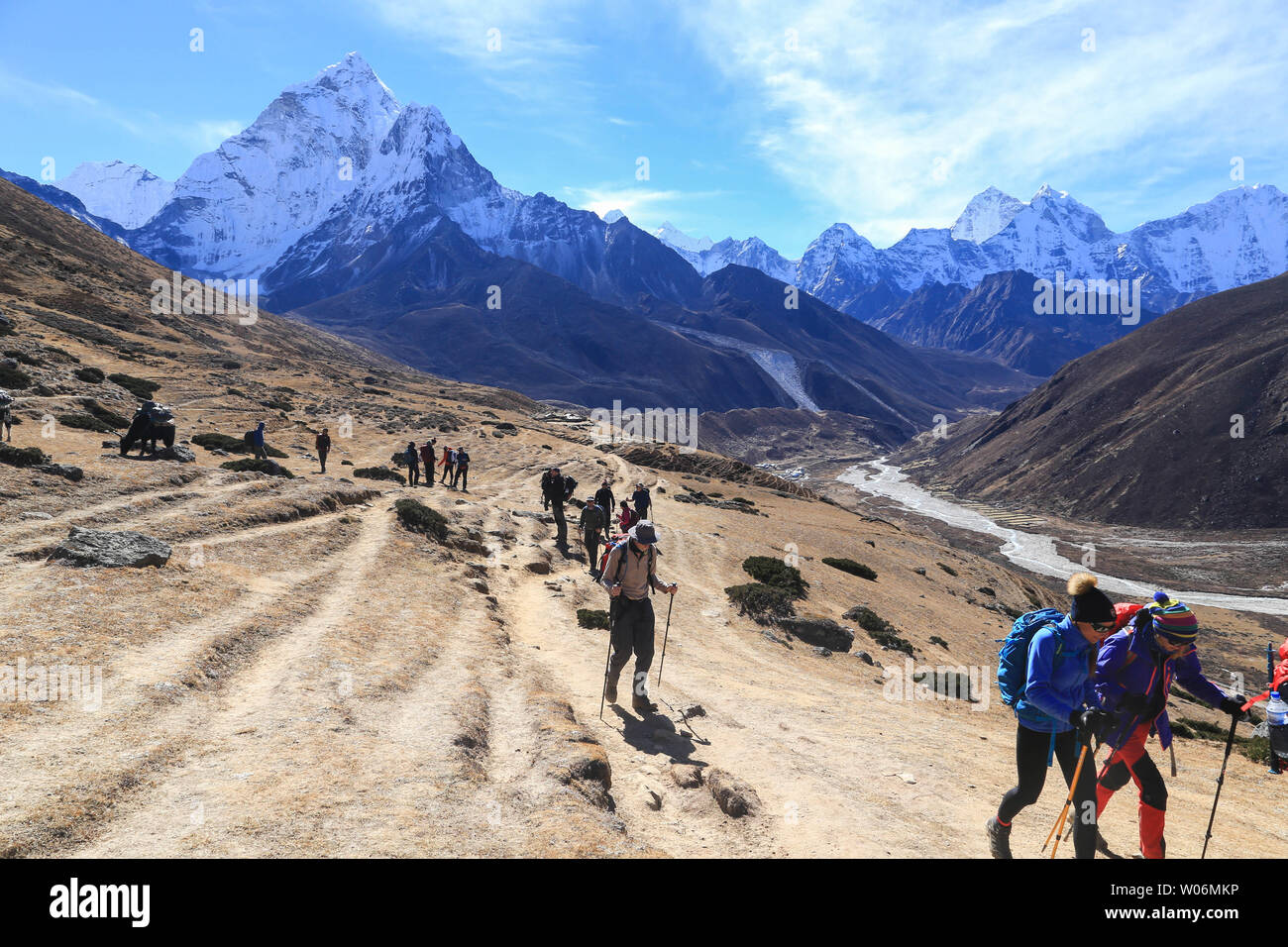 Camp de base de l'Everest Trek, parc national de Sagarmatha (Népal) Banque D'Images