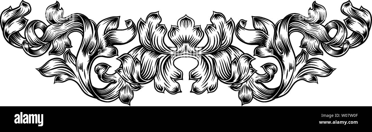 Faites défiler en filigrane Motif Motif Baroque de feuilles de laurier Illustration de Vecteur
