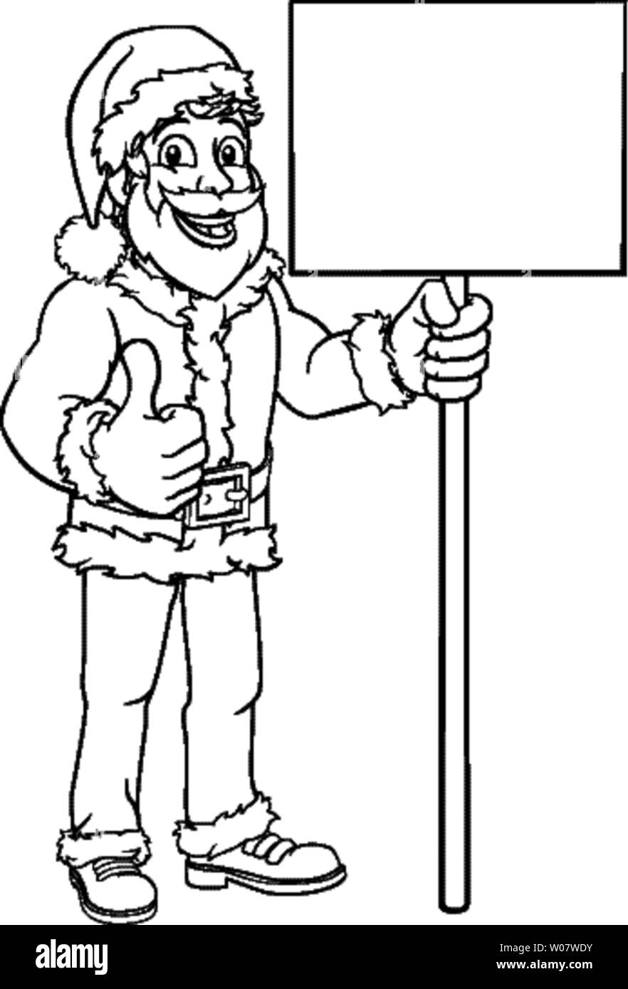 Les jeunes Santa Claus Holding Sign Cartoon de Noël Illustration de Vecteur