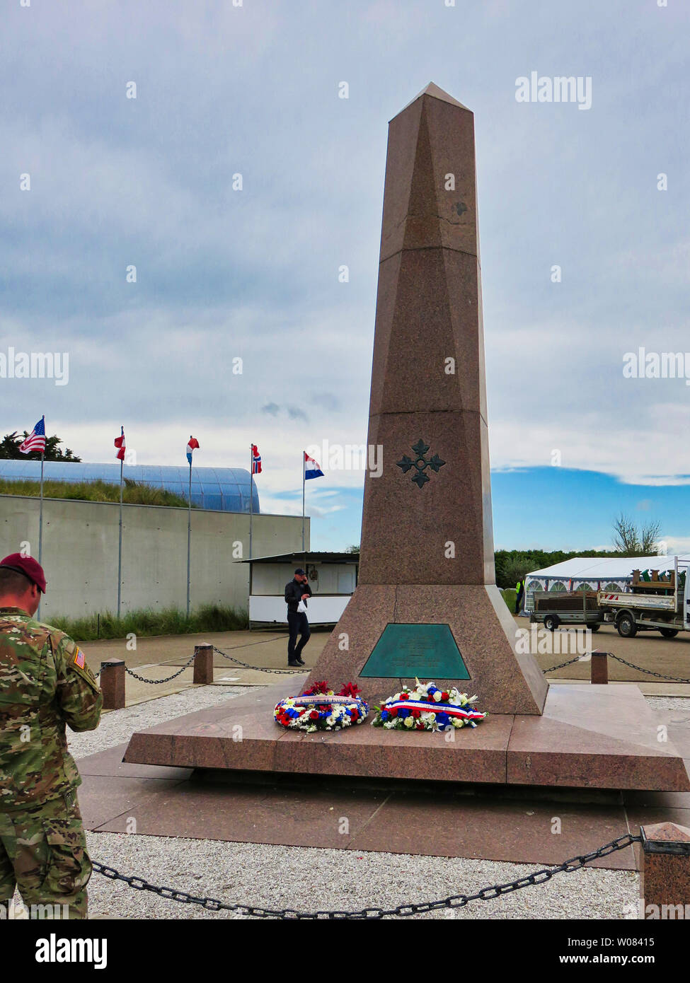 SAINTE MERE, NORMANDIE, France - 06 juin, 2019. D Jour 75 anniversaire de la libération française par les pays alliés. Cérémonie pour rappeler à ce que les Américains, les britanniques, Banque D'Images