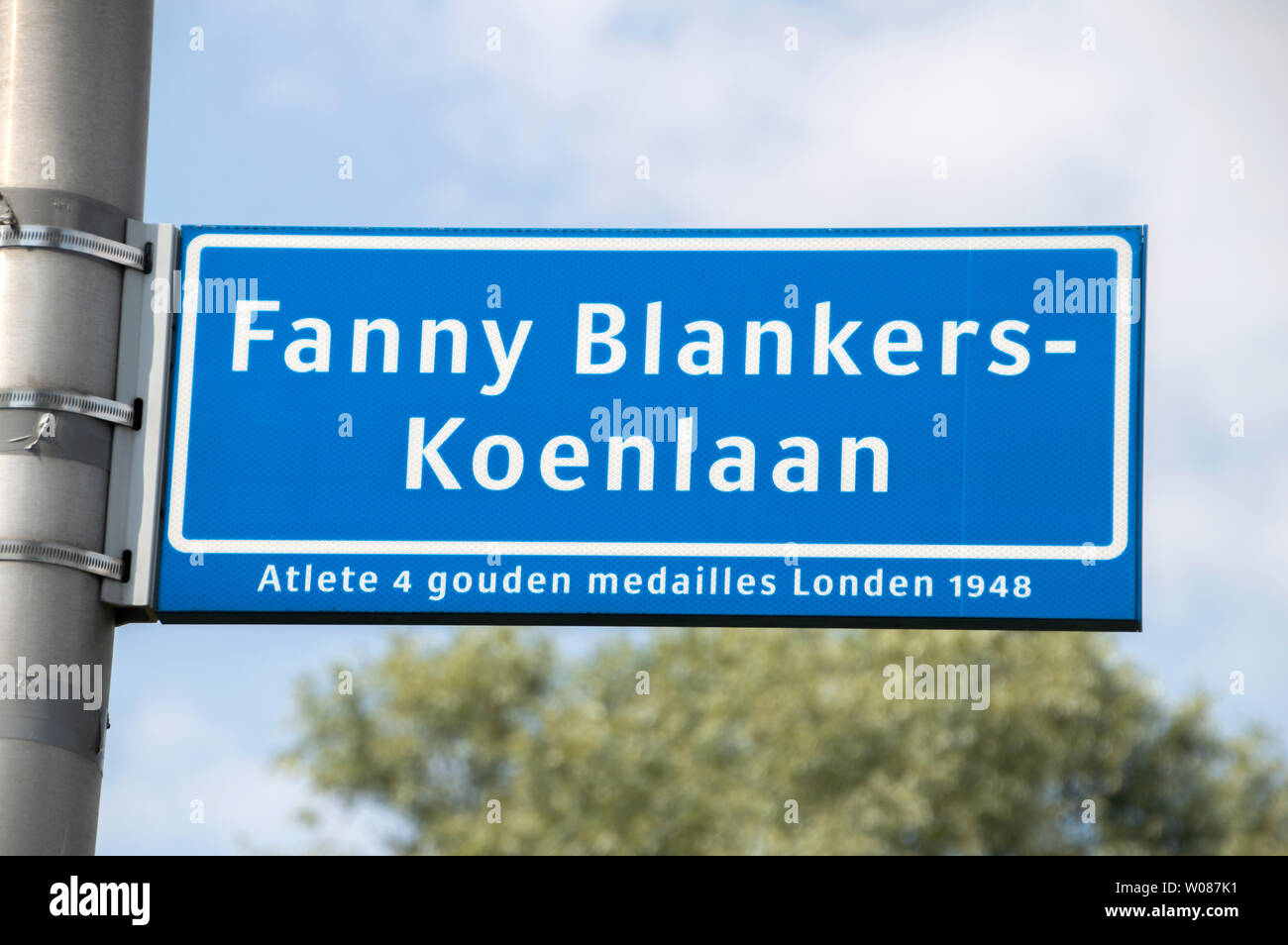 Fanny Blankers-Koenlaan Street Sign à Amstelveen Pays-Bas 2019 Banque D'Images