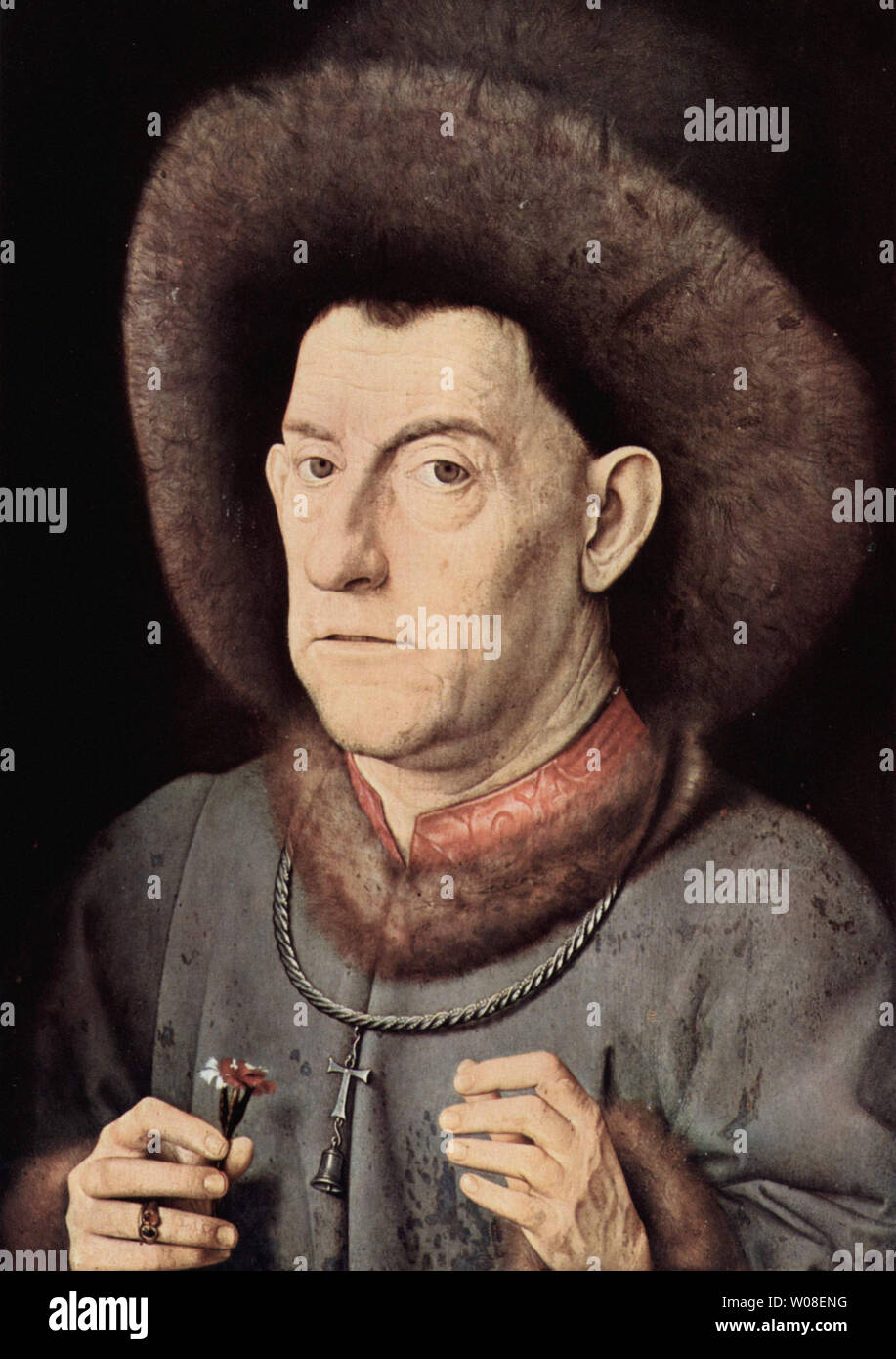 Jan van Eyck - Portrait Man avec oeillet C 1435 Banque D'Images