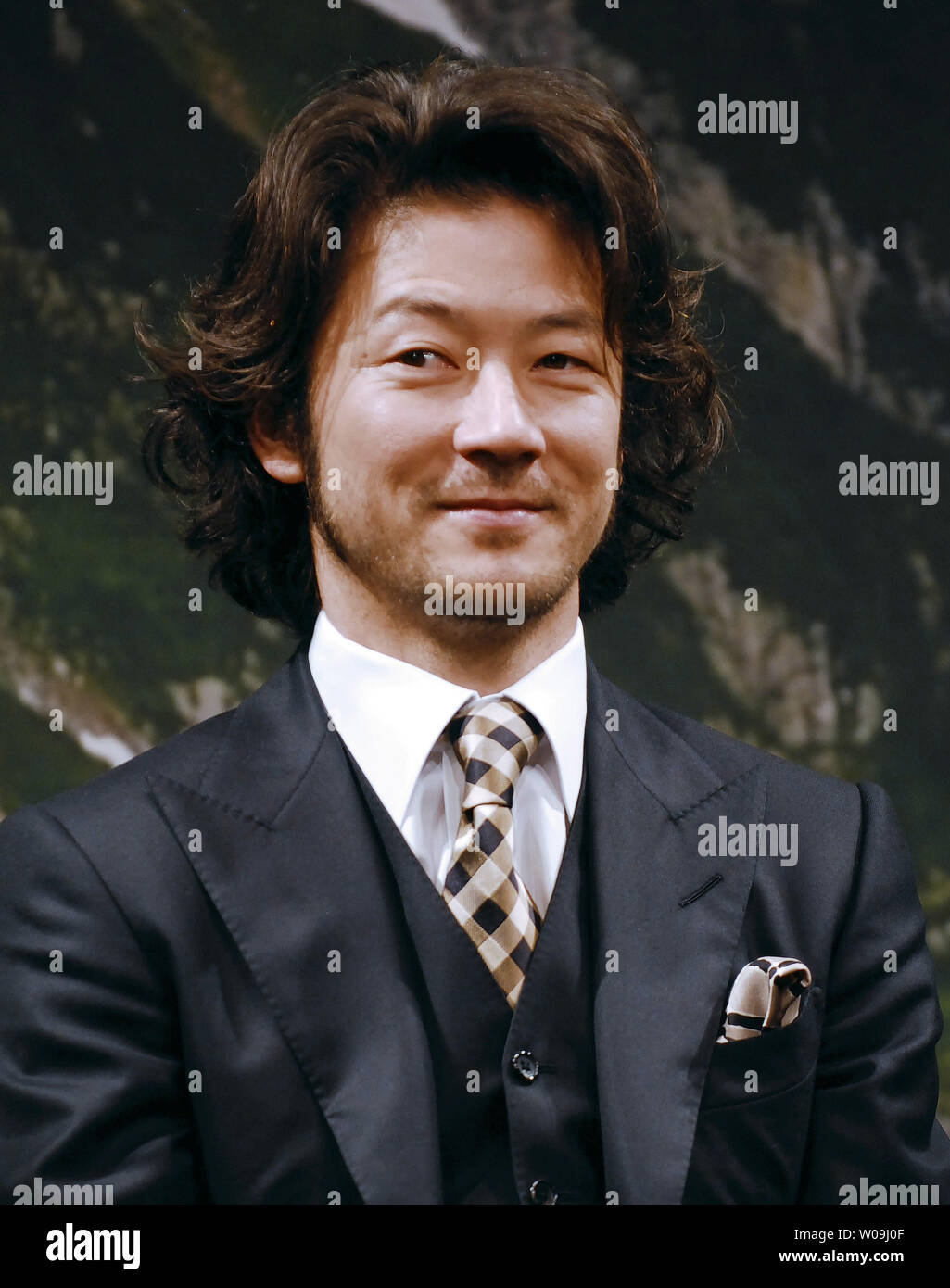 L'acteur japonais Tadanobu Asano assiste à une conférence de presse pour le film 'Tsurugadake' à Tokyo, Japon, le 1 juin, 2009. (Photo d'UPI/Keizo Mori) Banque D'Images