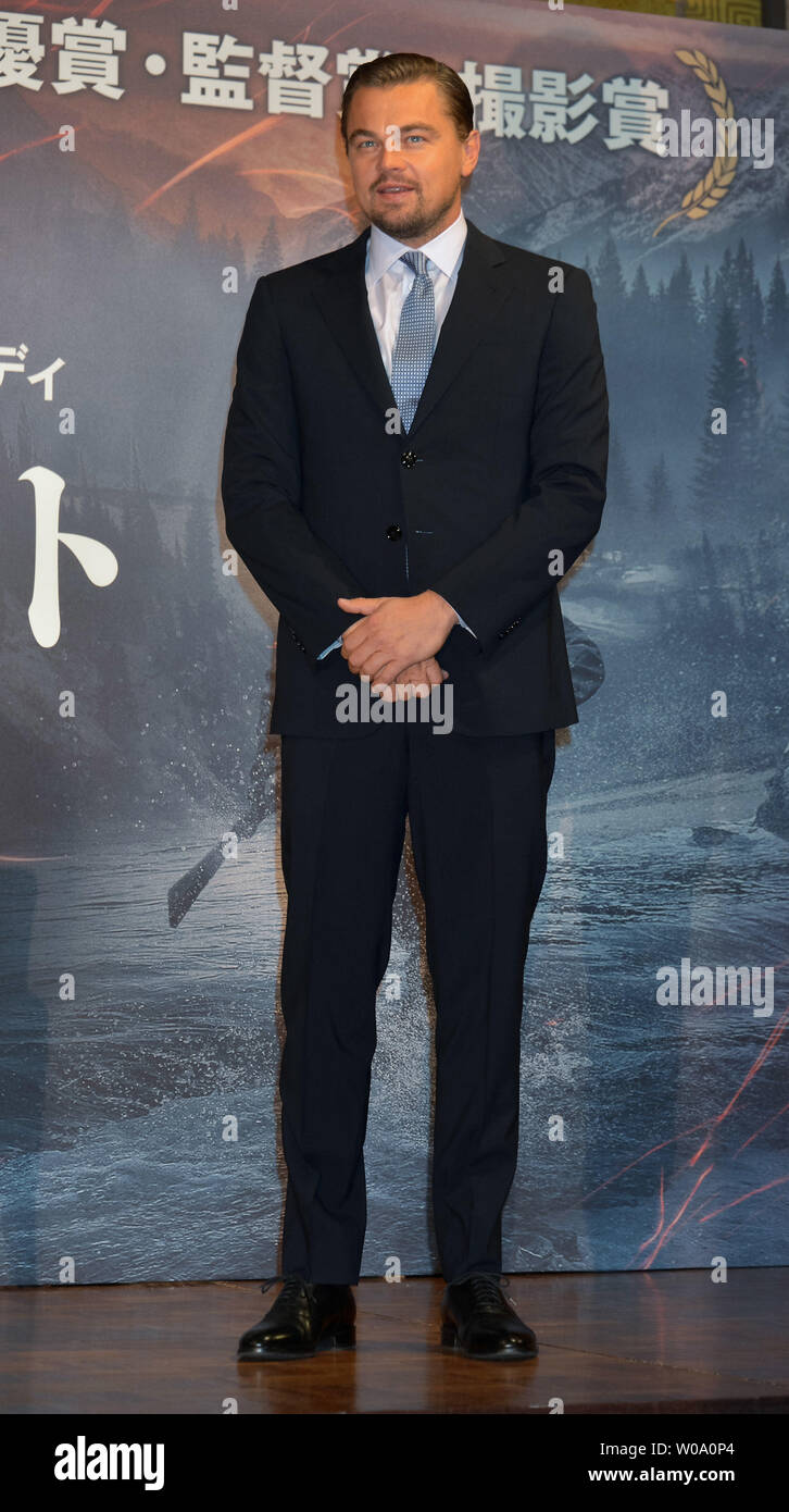 Leonardo DiCaprio acteur assiste à une conférence de presse pour le film 'Le Revenant" ‎Japan à Tokyo, le 23 mars 2016. Photo par Keizo Mori/UPI Banque D'Images