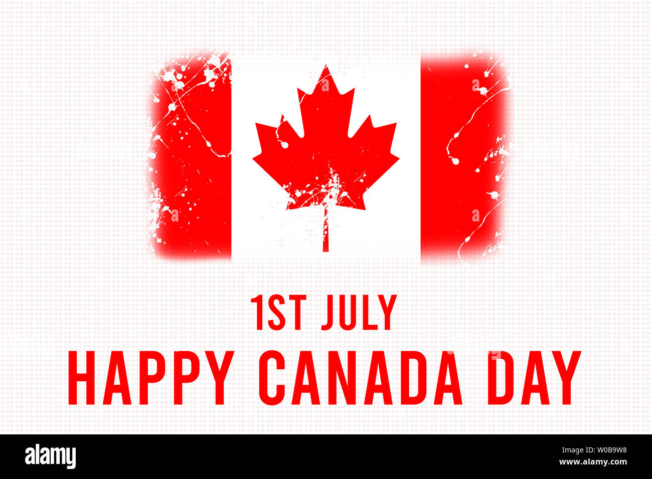 Arrière-plan de la fête du Canada illustration,le 1er juillet, avec le drapeau sur fond blanc, Banque D'Images