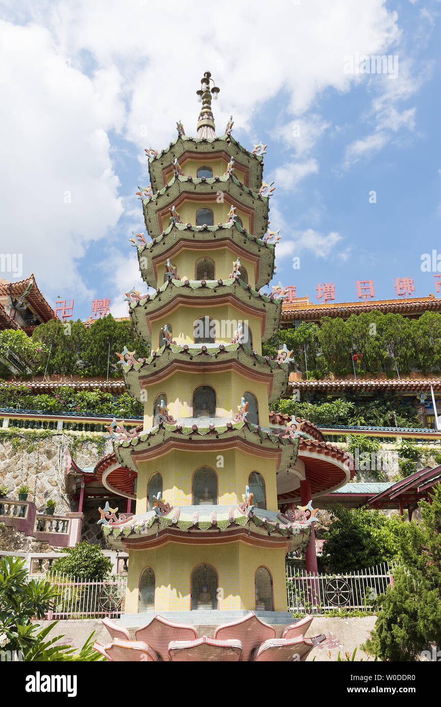 Temple de Kek Lok Si, lotus pagode, dans l'île de Penang, Malaisie Banque D'Images