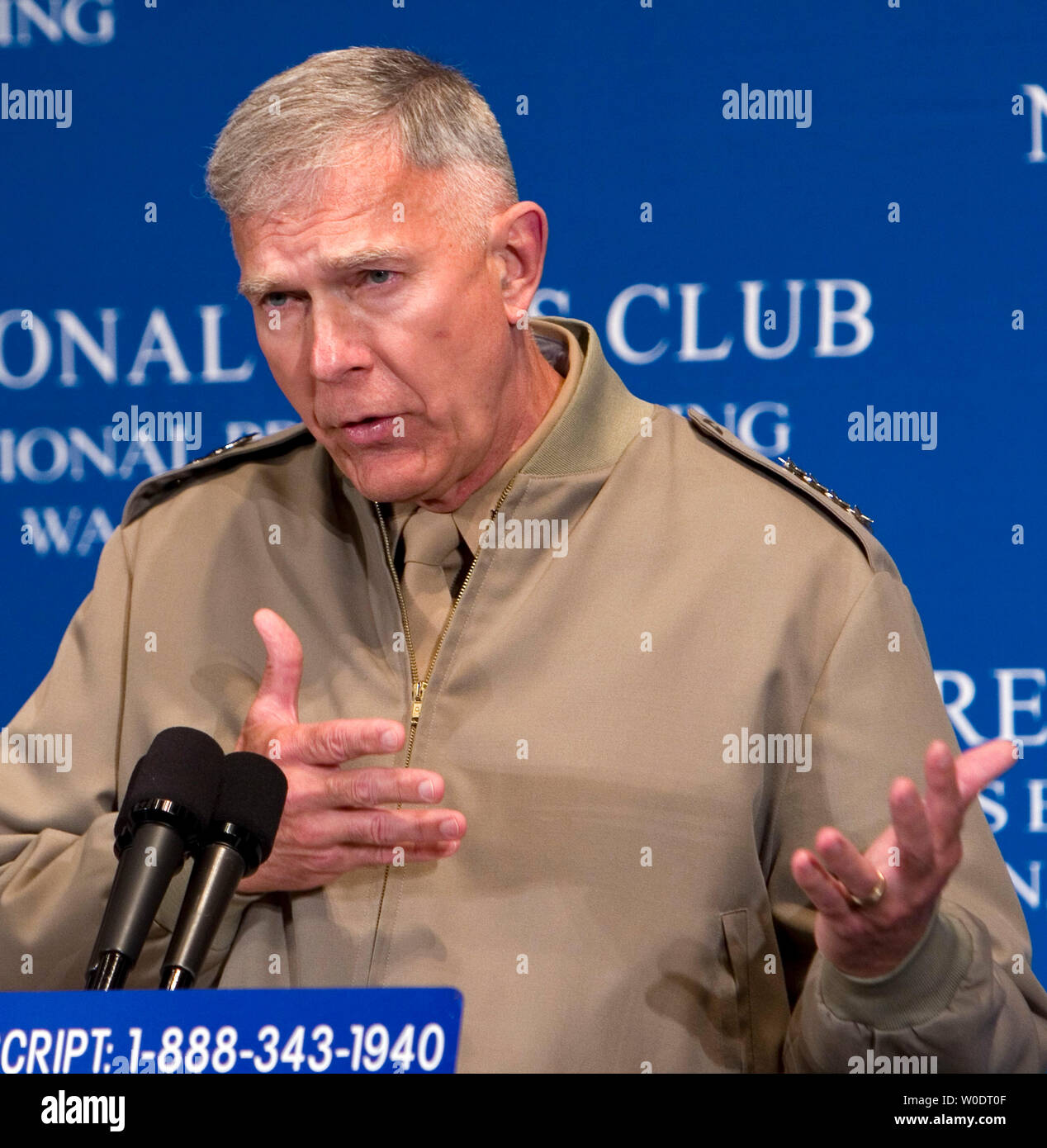 Le général James Conway, commandant de la Marine Corps, parle de l'Iraq, les Marines et l'avenir stratégique de l'United States au National Press Club à Washington le 20 juillet 2007. (Photo d'UPI/David Brody) Banque D'Images