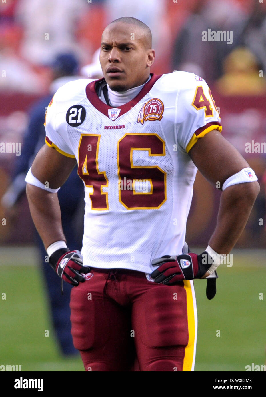 Redskins de Washington d'utiliser de nouveau Ladell Betts se réchauffe avant le match contre les Redskins Dallas Cowboys à FedEx Field à Landover, Maryland le 30 décembre 2007. (UPI Photo/Kevin Dietsch) Banque D'Images