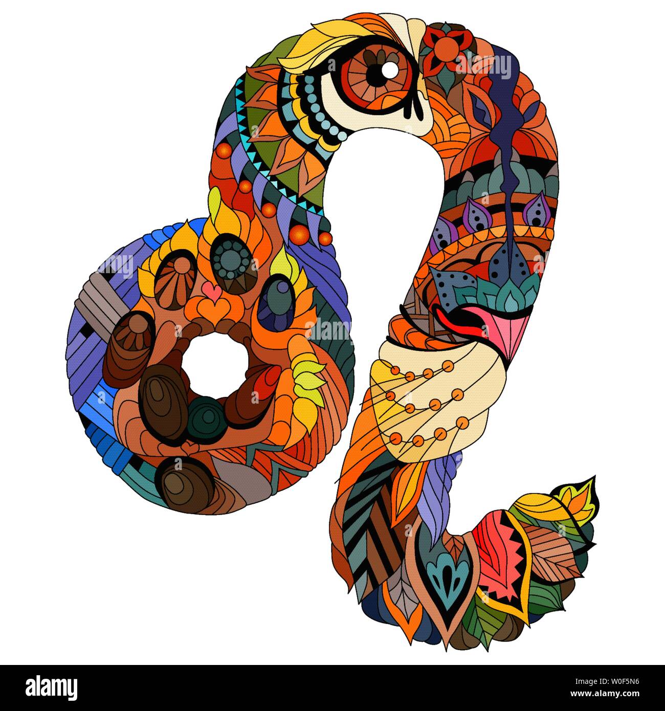 Lion signe du zodiaque, astrologie concept design Tattoo Art Illustration de Vecteur