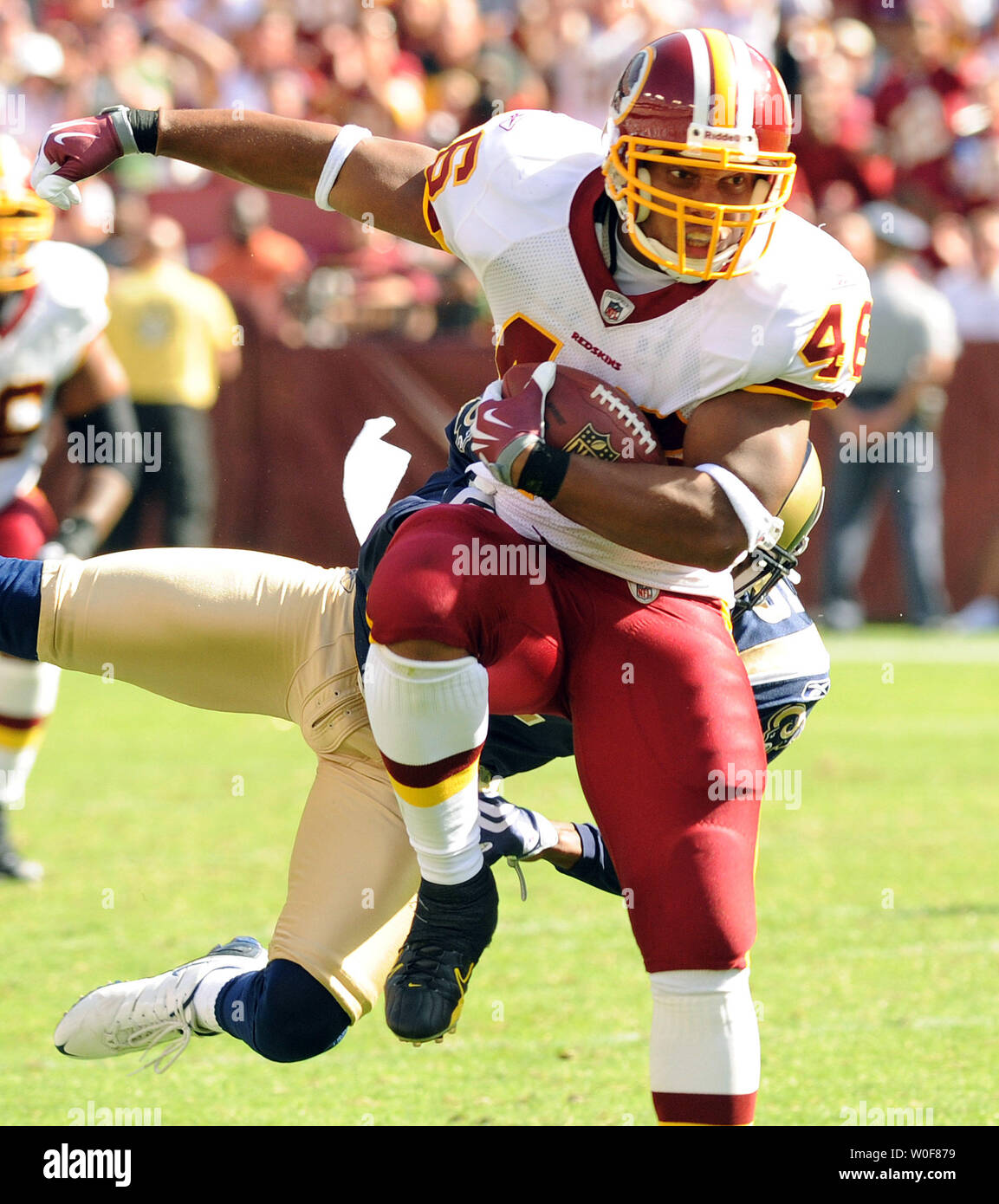 Redskins de Washington d'utiliser de nouveau Ladell Betts ramasse une première réception pour 25 yards contre les Rams de Saint-Louis au quatrième trimestre à FedEx Field à Landover, Maryland, le 20 septembre 2009. Les Redskins a gagné 9-7. UPI/Roger L. Wollenberg Banque D'Images