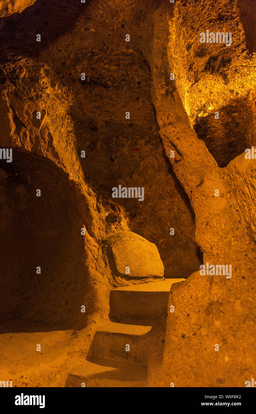 La Turquie, du parc national de Göreme et sites rupestres de Cappadoce la ville souterraine, le sanctuaire de Kaymakli (9e - 13e siècle) (UNESCO World Heritage) Banque D'Images