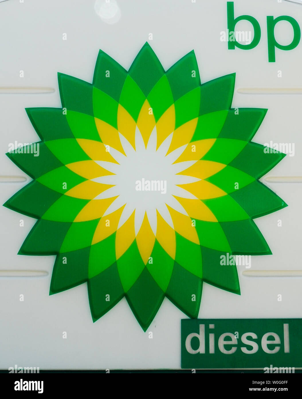 Le signe d'une station d'essence BP est vu à Arlington, en Virginie, le 8 septembre 2010. UPI/Alexis C. Glenn Banque D'Images